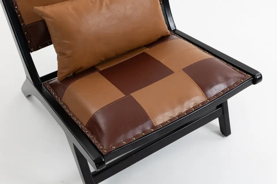 Mid-Century PU Leather Wood Frame Accent Chair thumbnail 6