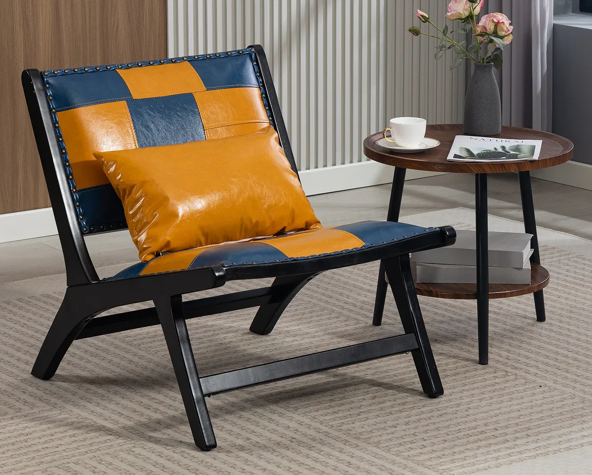 Mid-Century PU Leather Wood Frame Accent Chair - view 15