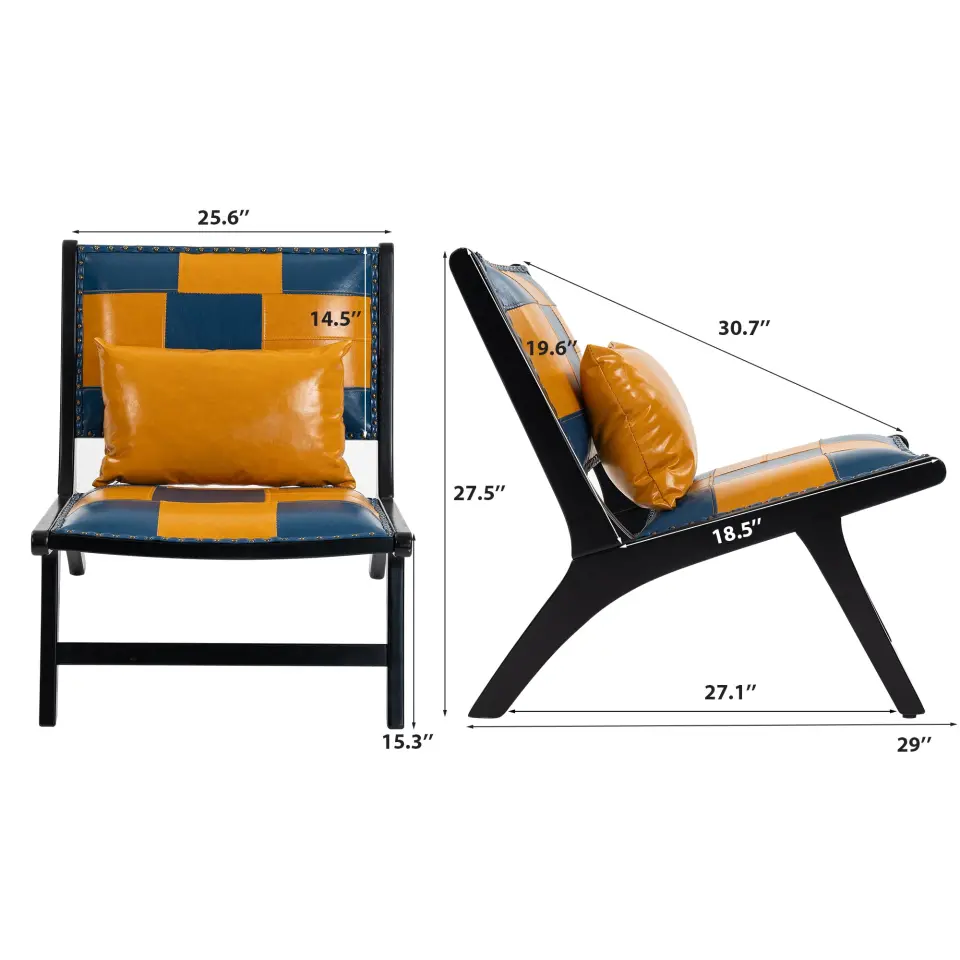 Mid-Century PU Leather Wood Frame Accent Chair thumbnail 24