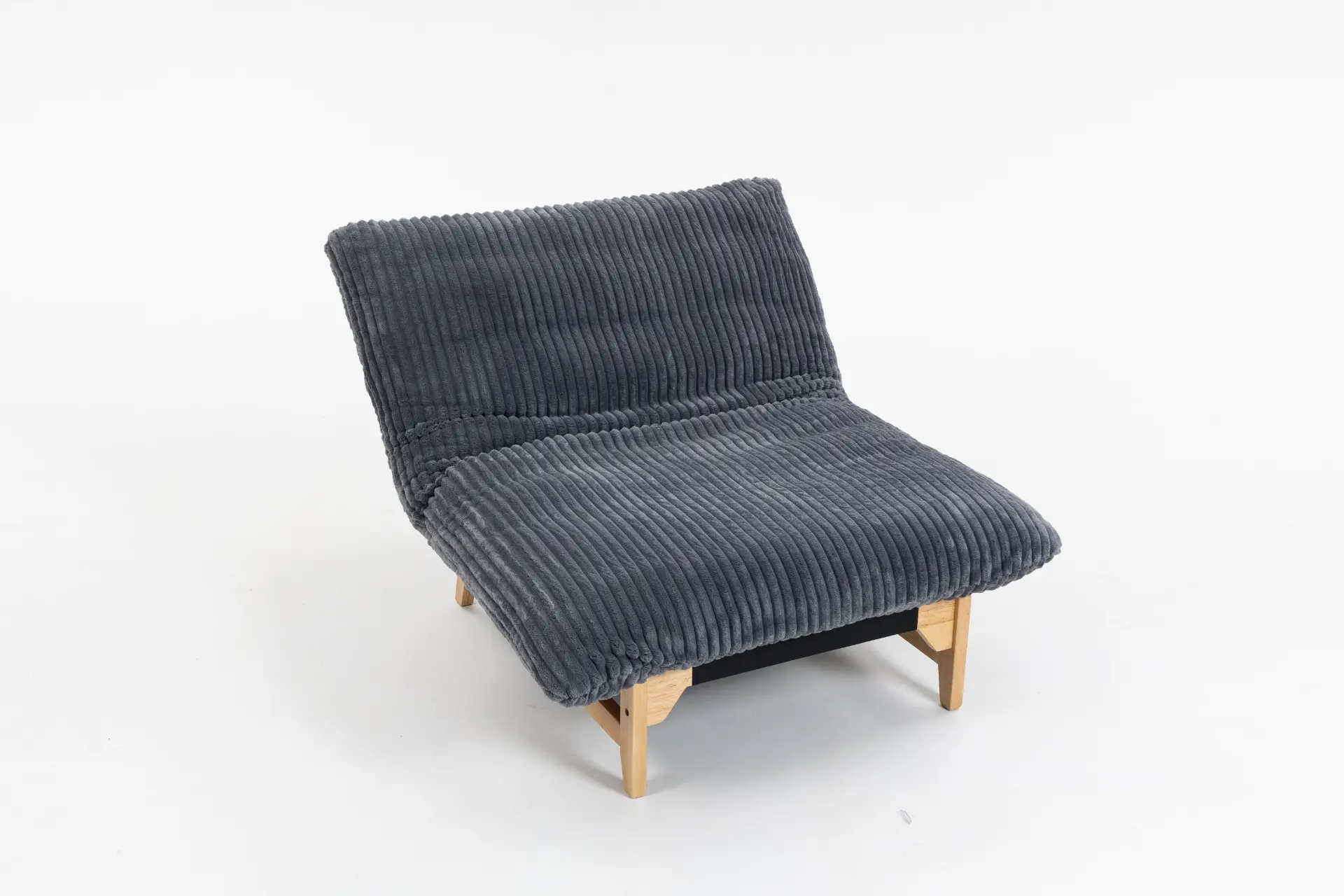 Corduroy Beanbag Low Accent Chair with Rubberwood - view 5