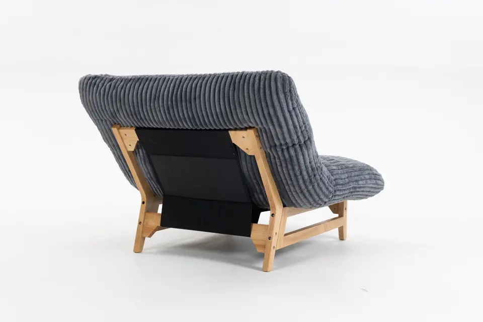 Corduroy Beanbag Low Accent Chair with Rubberwood thumbnail 9