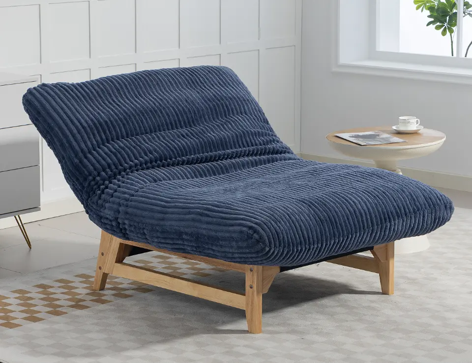 Corduroy Beanbag Low Accent Chair with Rubberwood thumbnail 13