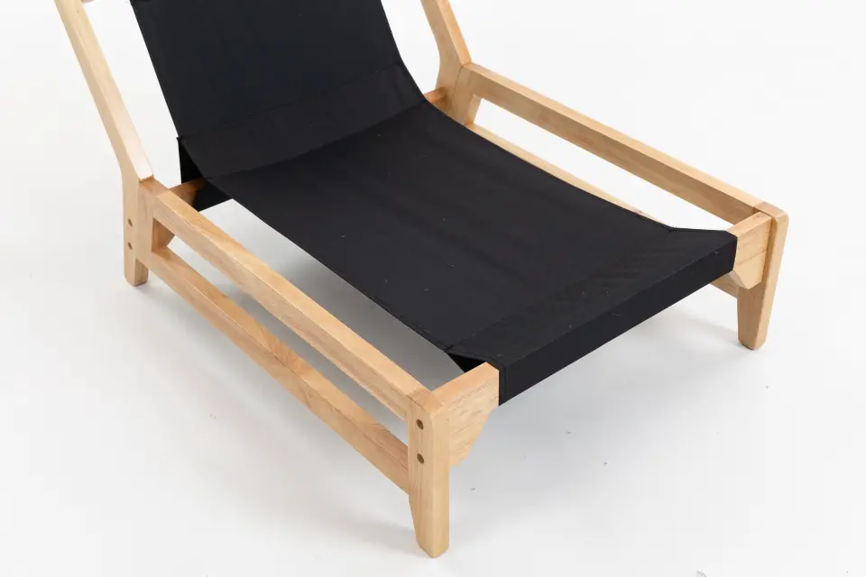 Corduroy Beanbag Low Accent Chair with Rubberwood thumbnail 19