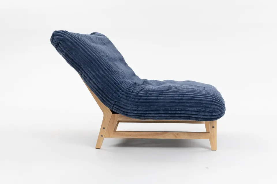 Corduroy Beanbag Low Accent Chair with Rubberwood thumbnail 23