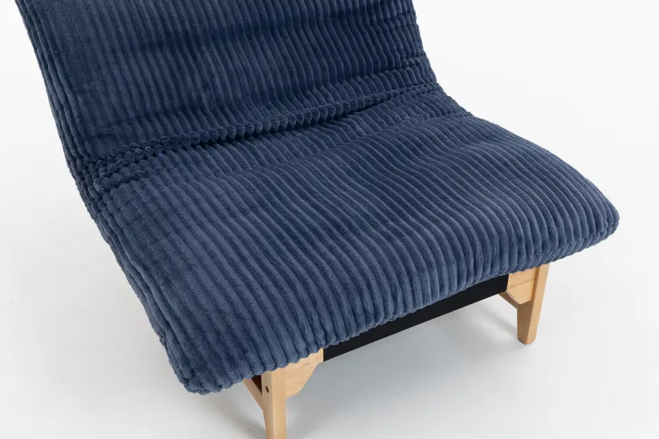 Corduroy Beanbag Low Accent Chair with Rubberwood thumbnail 26