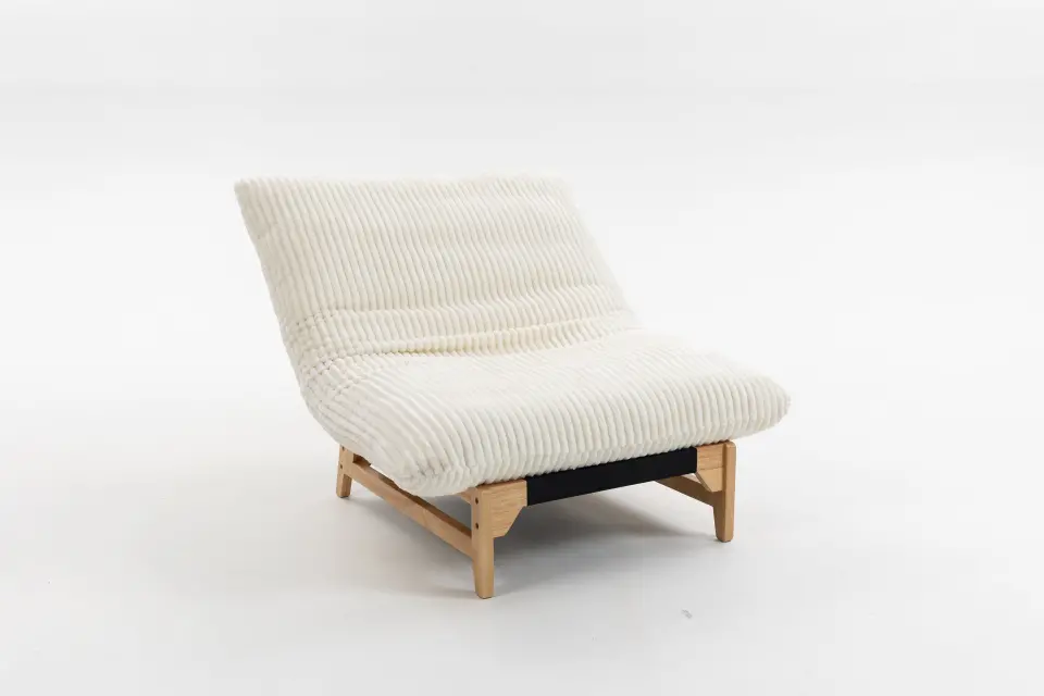 Corduroy Beanbag Low Accent Chair with Rubberwood thumbnail 33