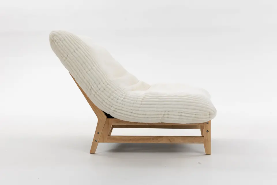 Corduroy Beanbag Low Accent Chair with Rubberwood thumbnail 34