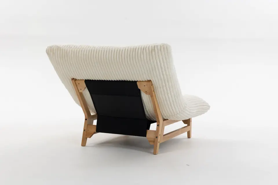 Corduroy Beanbag Low Accent Chair with Rubberwood thumbnail 36