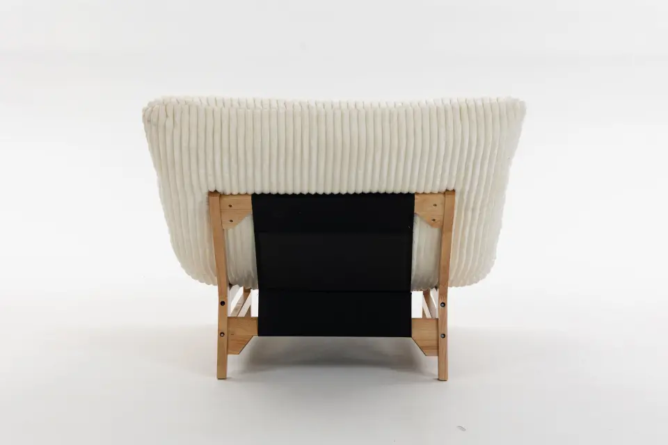 Corduroy Beanbag Low Accent Chair with Rubberwood thumbnail 37