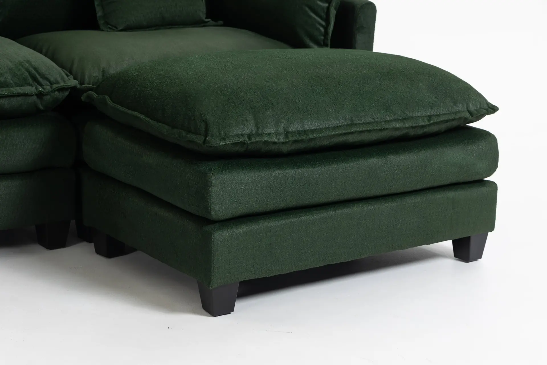 Chenille Three-Seat Modular Sofa with Cushioned Ottoman - view 7