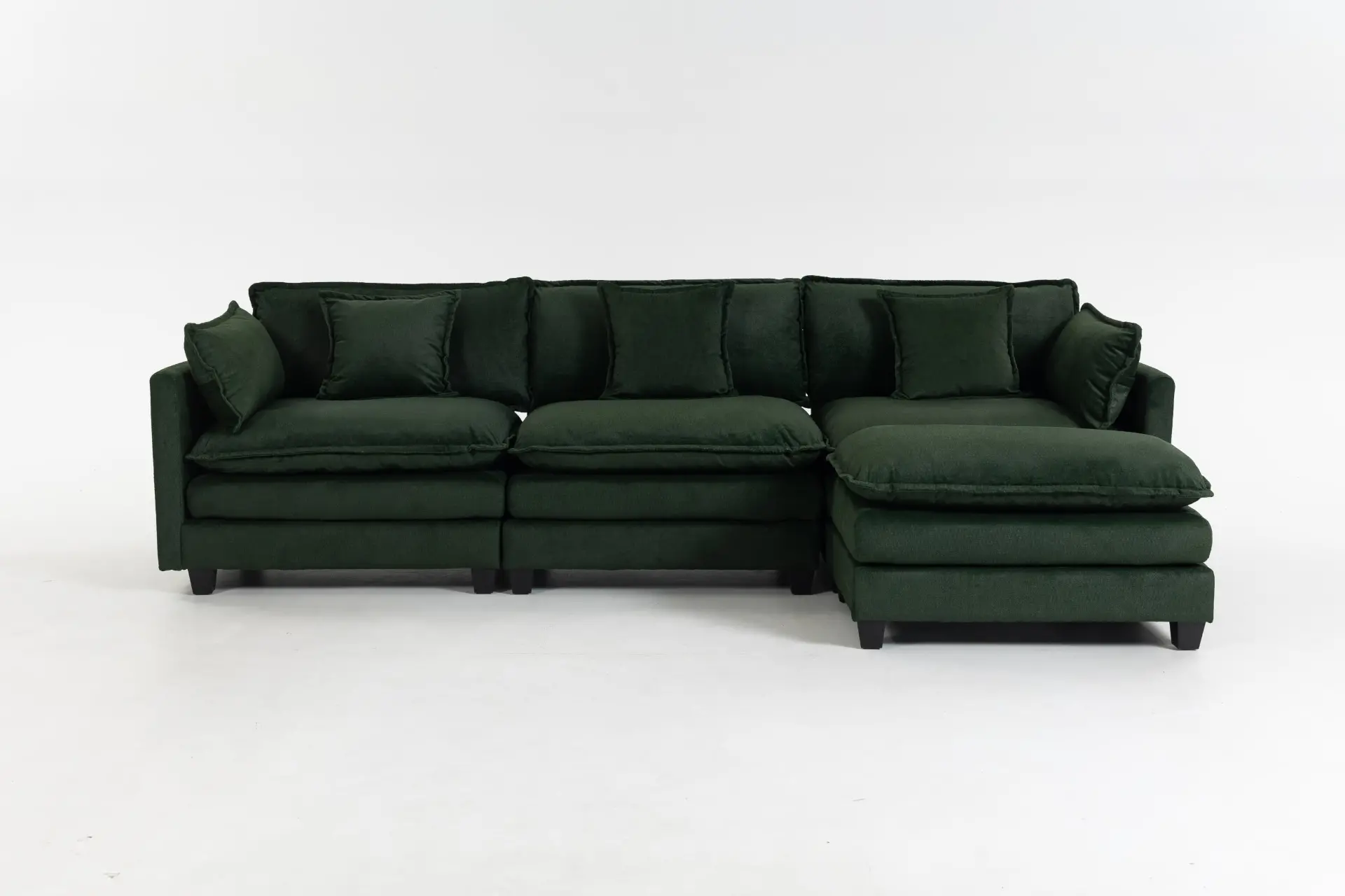 Chenille Three-Seat Modular Sofa with Cushioned Ottoman - view 11