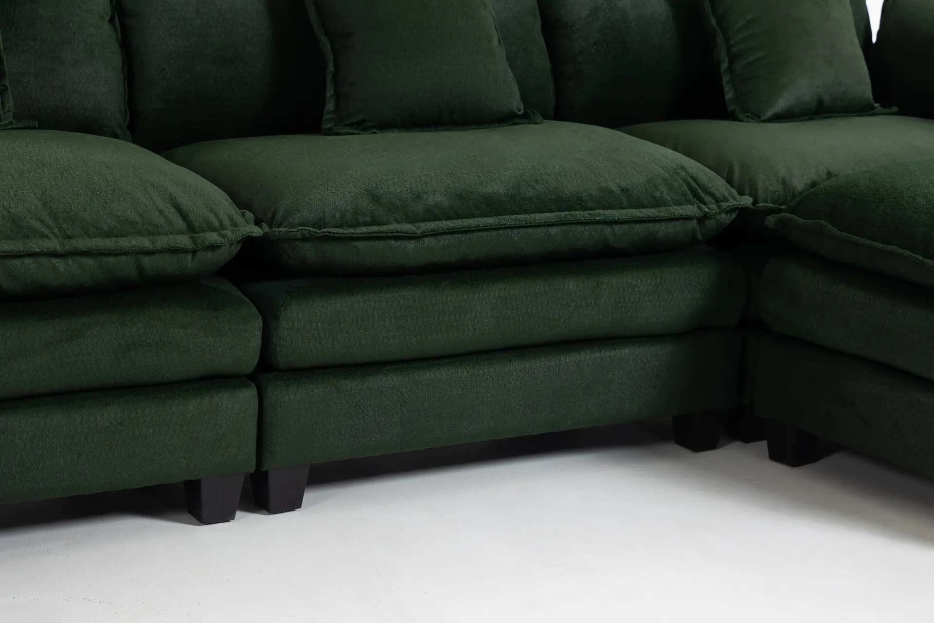 Chenille Three-Seat Modular Sofa with Cushioned Ottoman - view 16