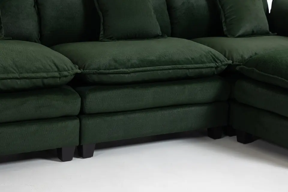 Chenille Three-Seat Modular Sofa with Cushioned Ottoman thumbnail 16
