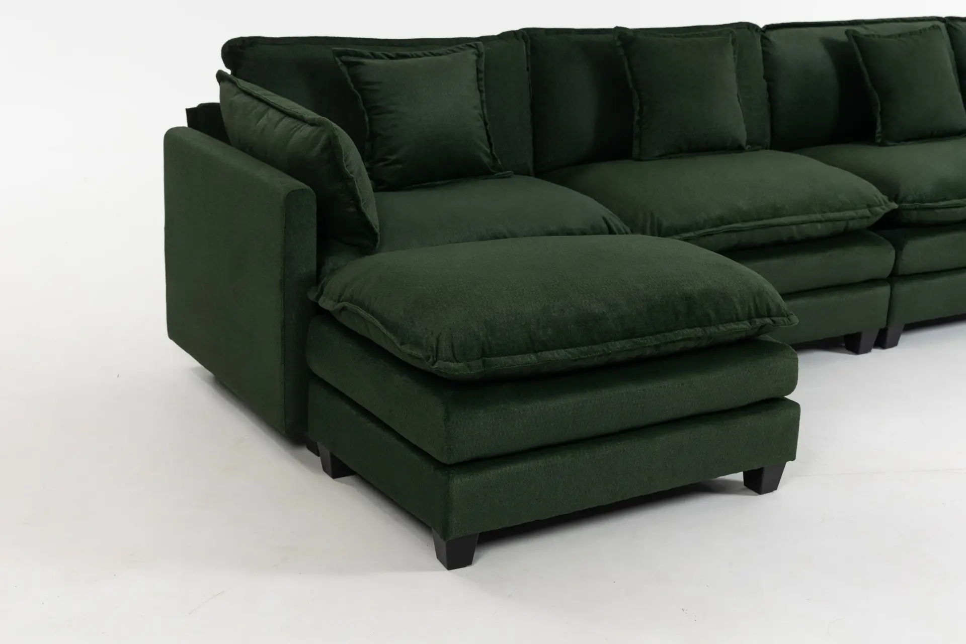Chenille Three-Seat Modular Sofa with Cushioned Ottoman - view 17
