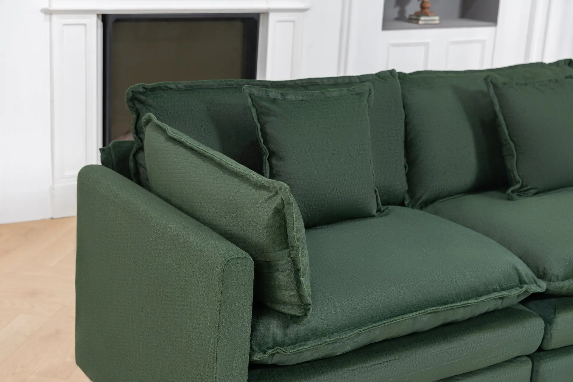 Chenille Three-Seat Modular Sofa with Cushioned Ottoman - view 19