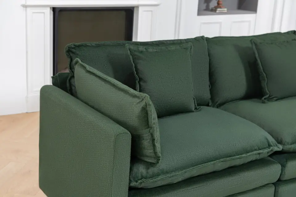 Chenille Three-Seat Modular Sofa with Cushioned Ottoman thumbnail 19