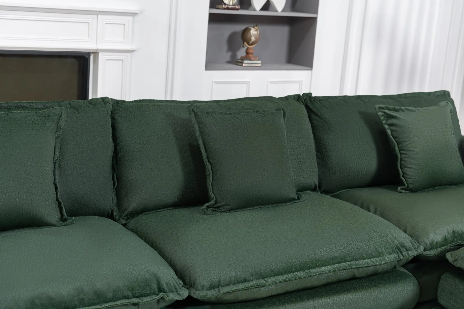 Chenille Three-Seat Modular Sofa with Cushioned Ottoman - view 20