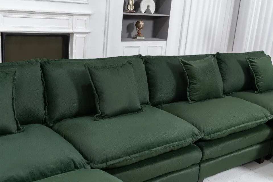 Chenille Three-Seat Modular Sofa with Cushioned Ottoman thumbnail 23