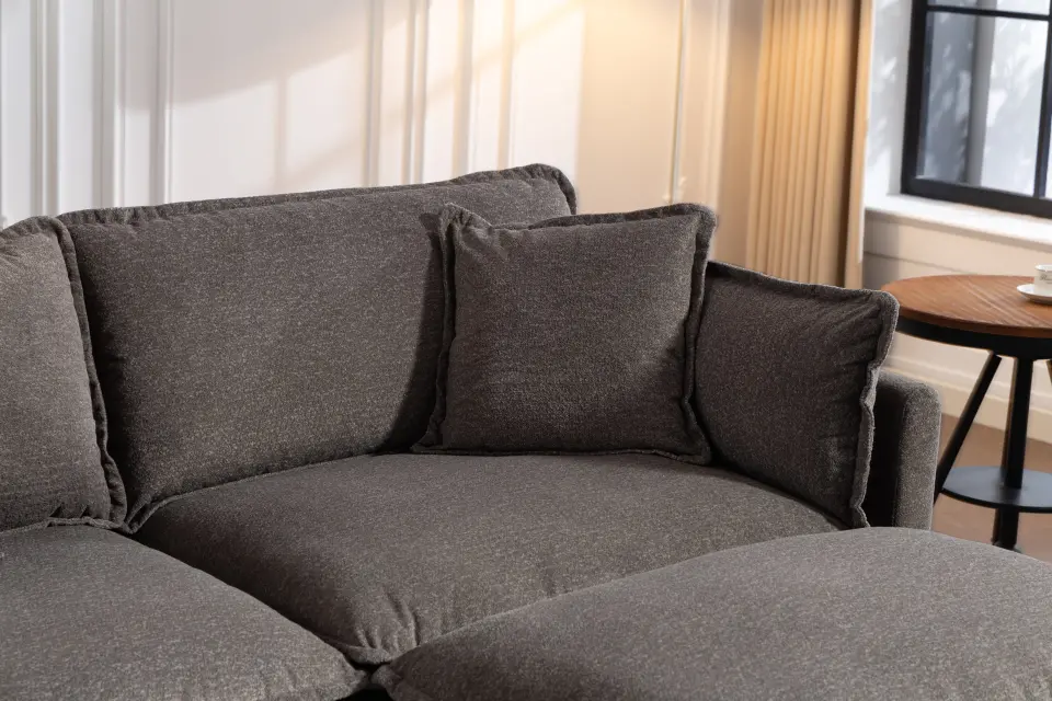 Chenille Three-Seat Modular Sofa with Cushioned Ottoman thumbnail 32