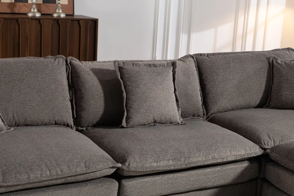 Chenille Three-Seat Modular Sofa with Cushioned Ottoman thumbnail 33
