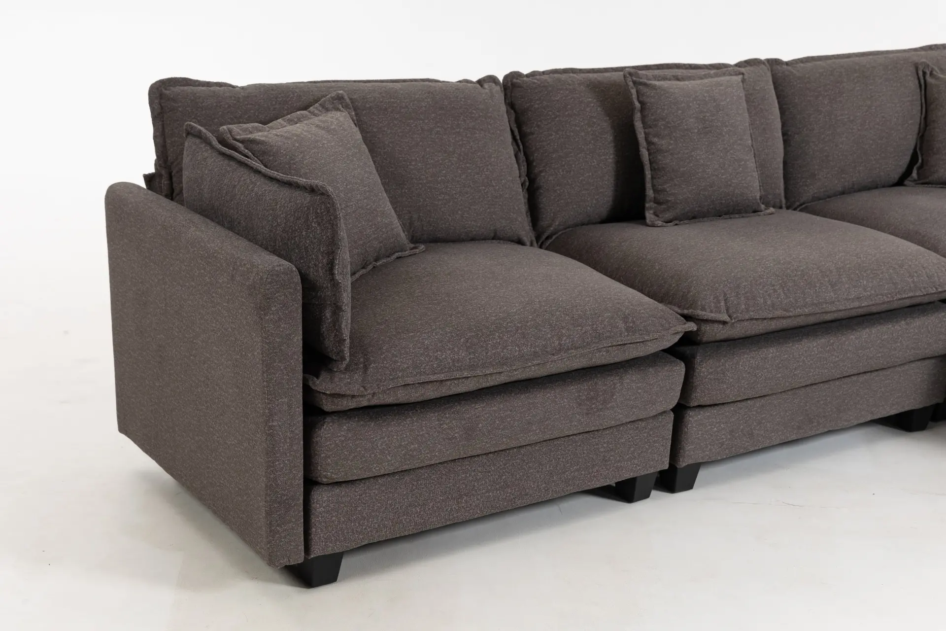 Chenille Three-Seat Modular Sofa with Cushioned Ottoman - view 36