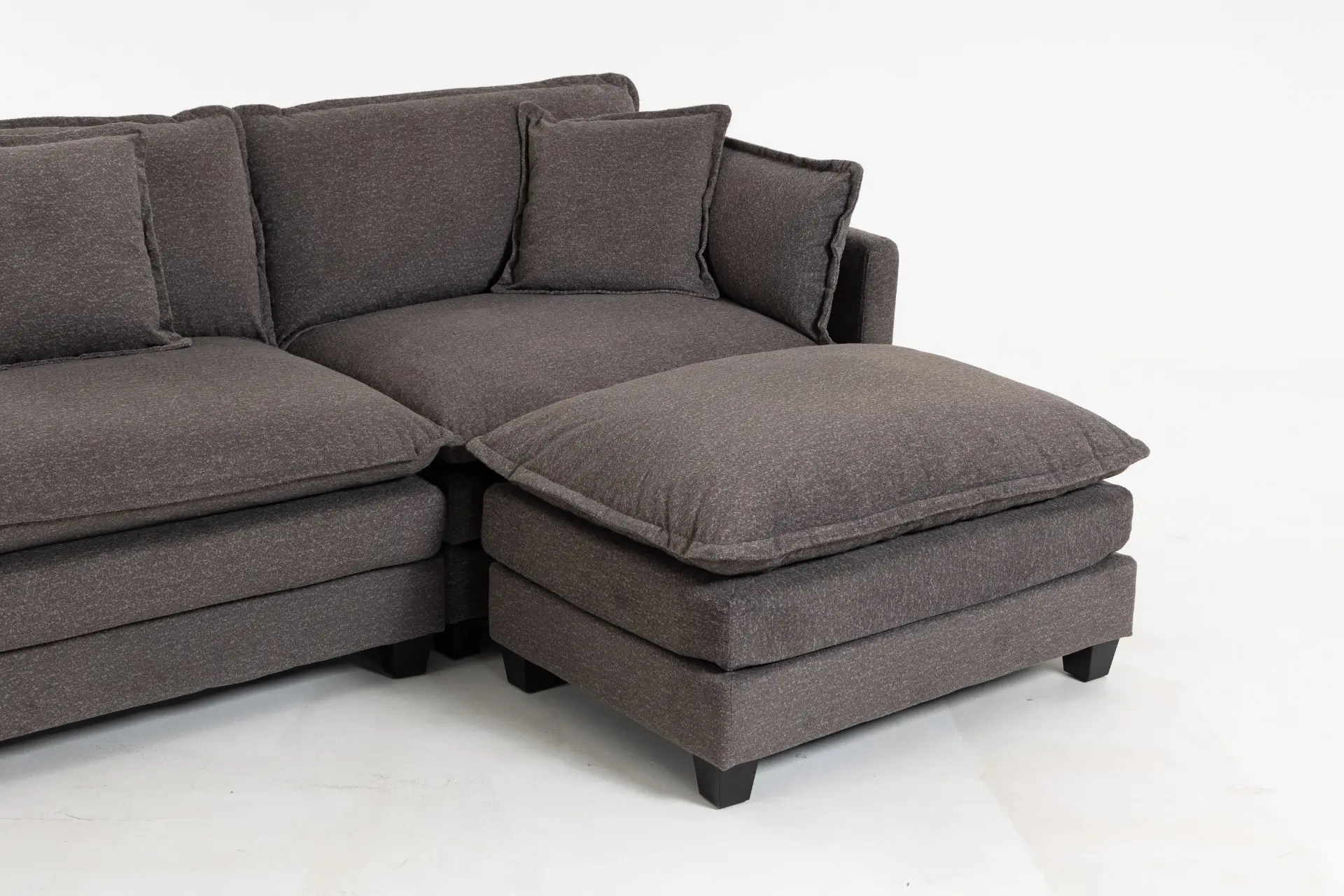 Chenille Three-Seat Modular Sofa with Cushioned Ottoman - view 38