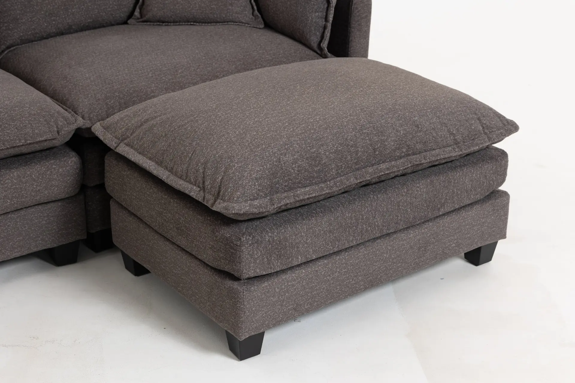 Chenille Three-Seat Modular Sofa with Cushioned Ottoman - view 40