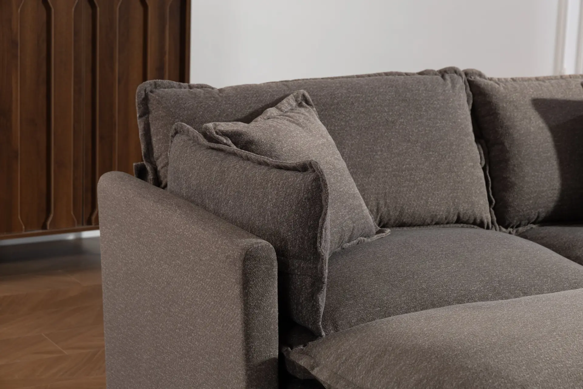 Chenille Three-Seat Modular Sofa with Cushioned Ottoman - view 43