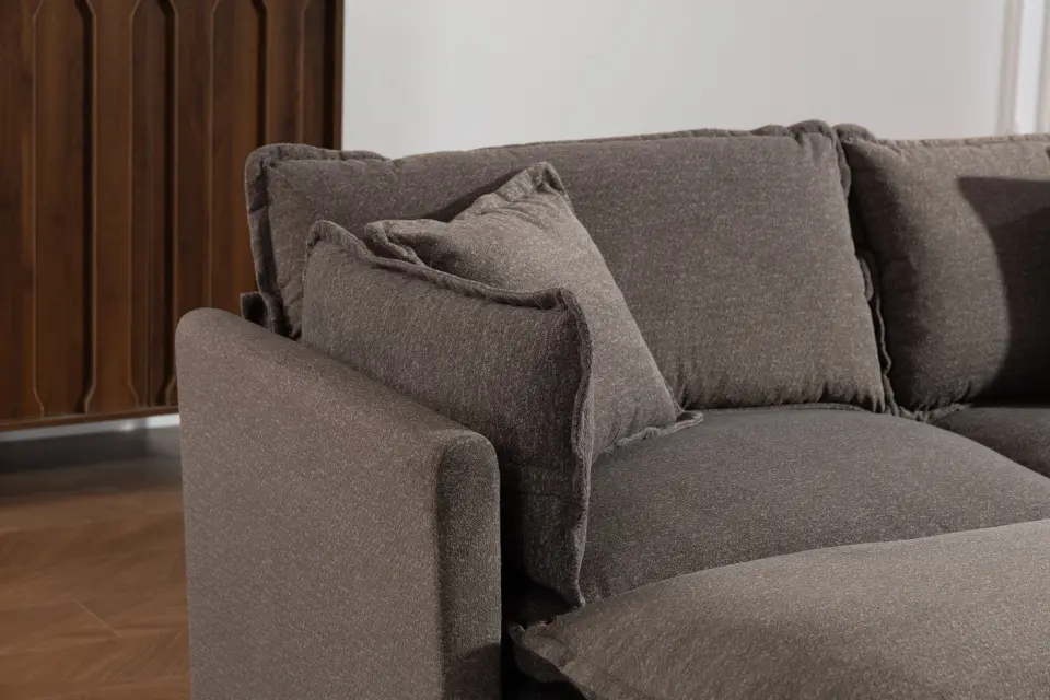 Chenille Three-Seat Modular Sofa with Cushioned Ottoman thumbnail 43