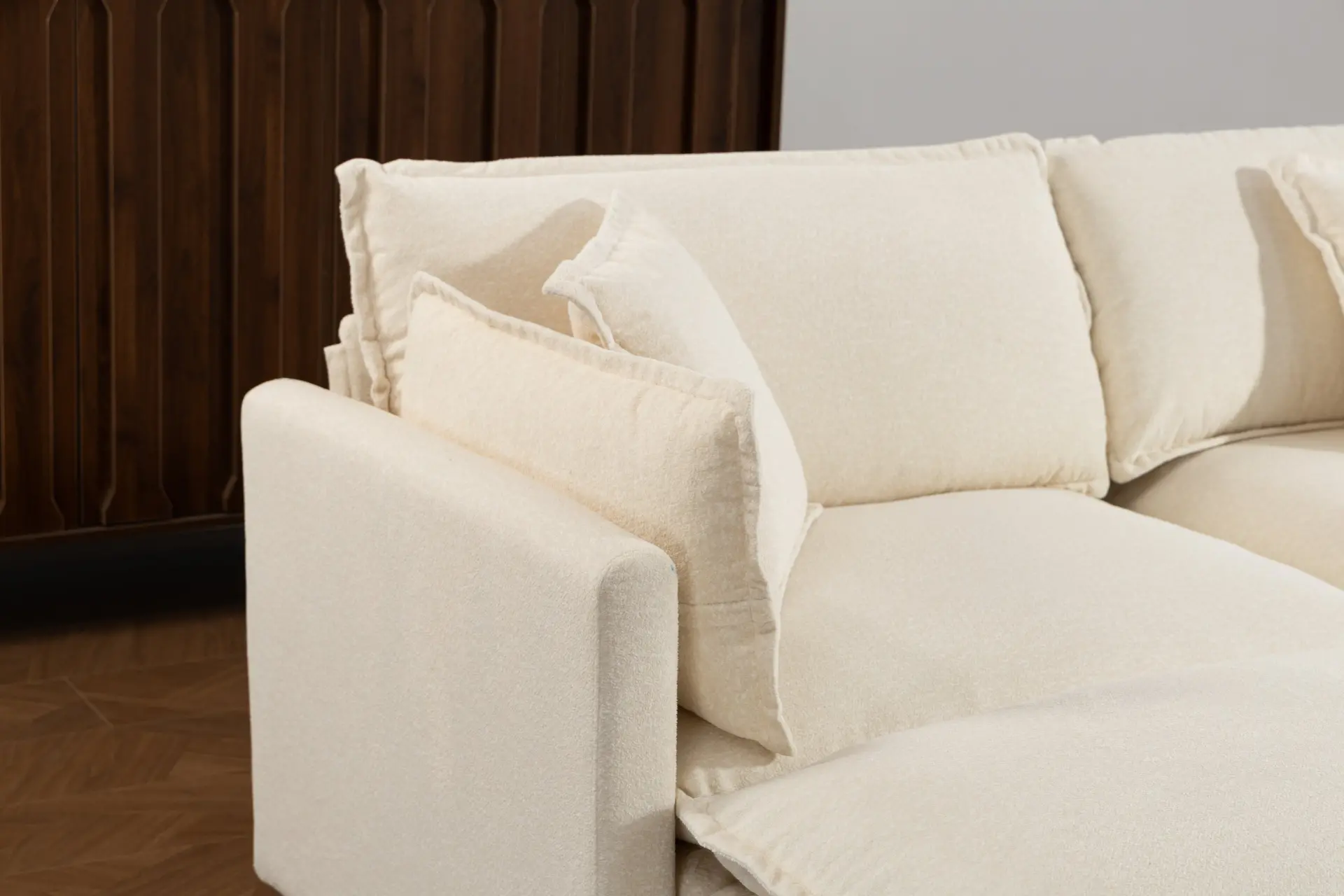 Chenille Four-Seat Modular Sofa with Dual Ottomans - view 10