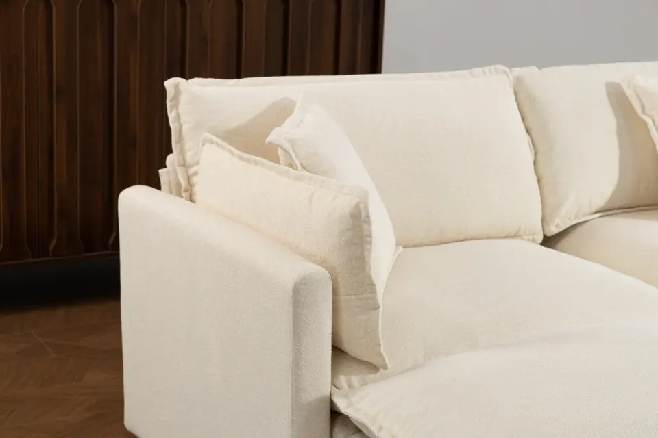 Chenille Four-Seat Modular Sofa with Dual Ottomans thumbnail 10