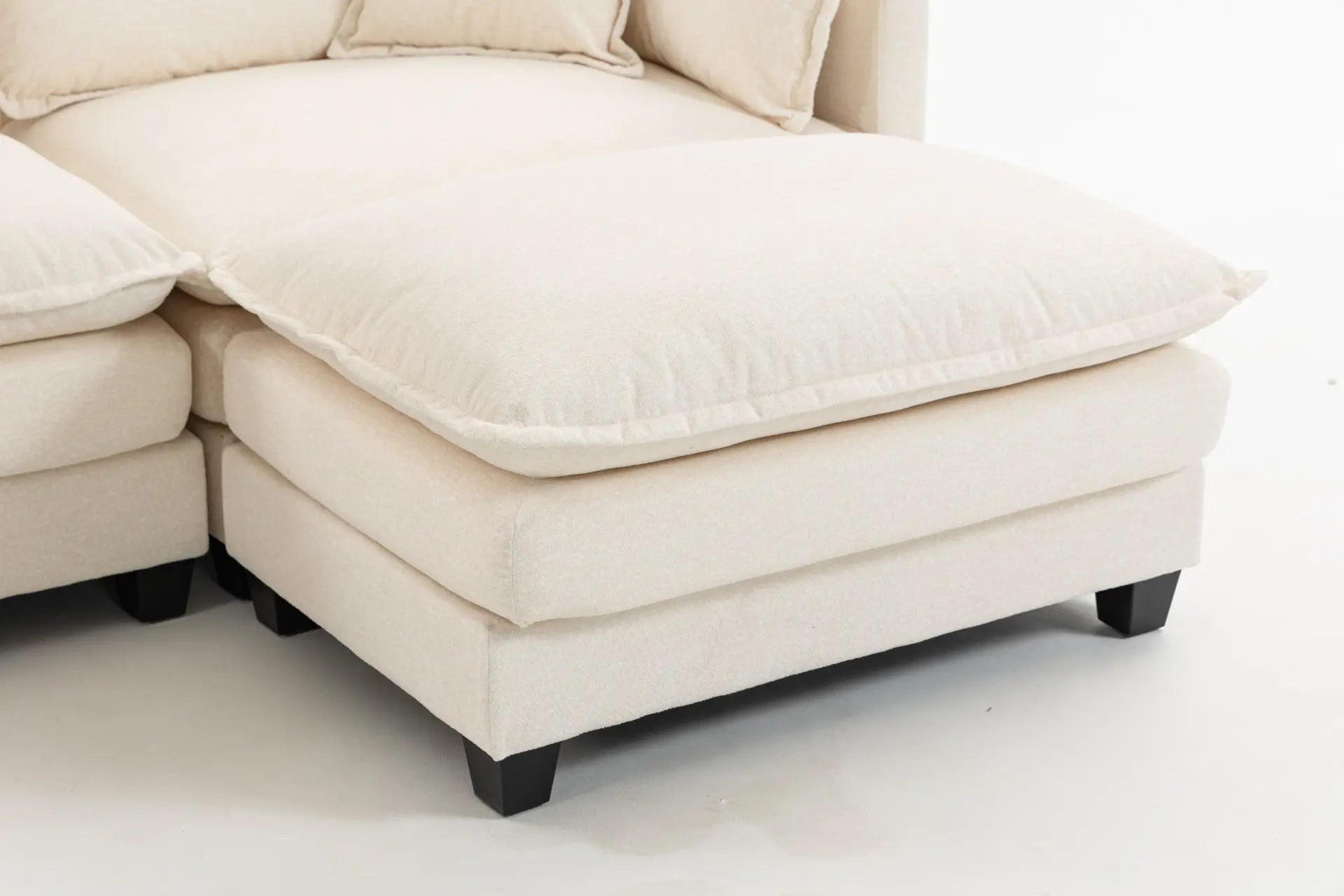 Chenille Four-Seat Modular Sofa with Dual Ottomans - view 12