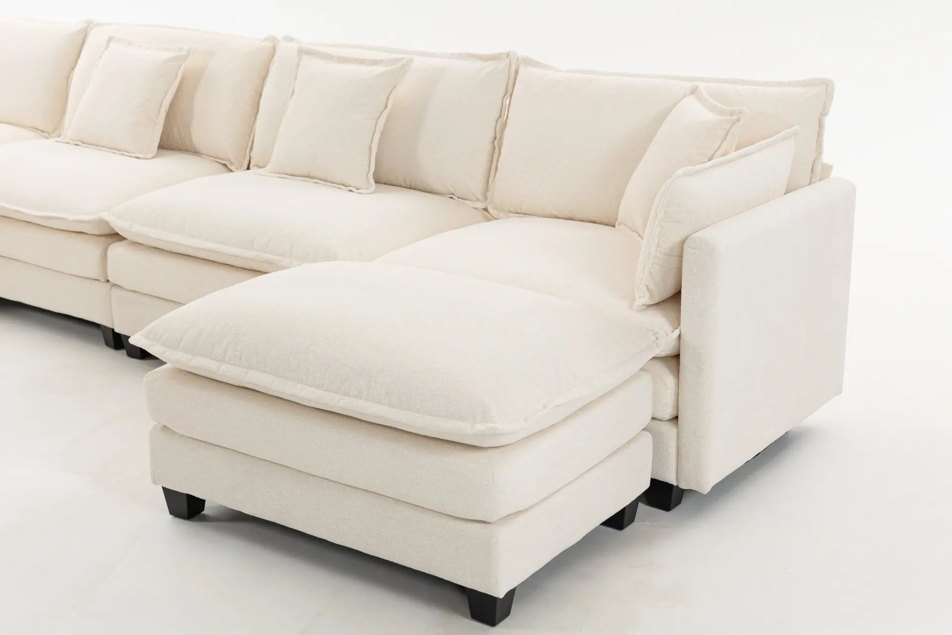 Chenille Four-Seat Modular Sofa with Dual Ottomans - view 17