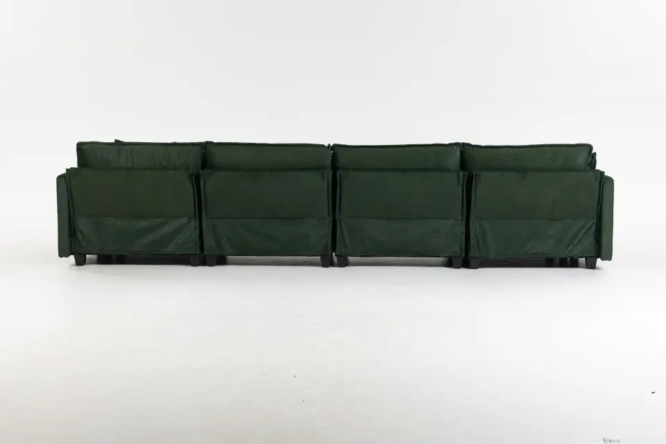 Chenille Four-Seat Modular Sofa with Dual Ottomans thumbnail 23