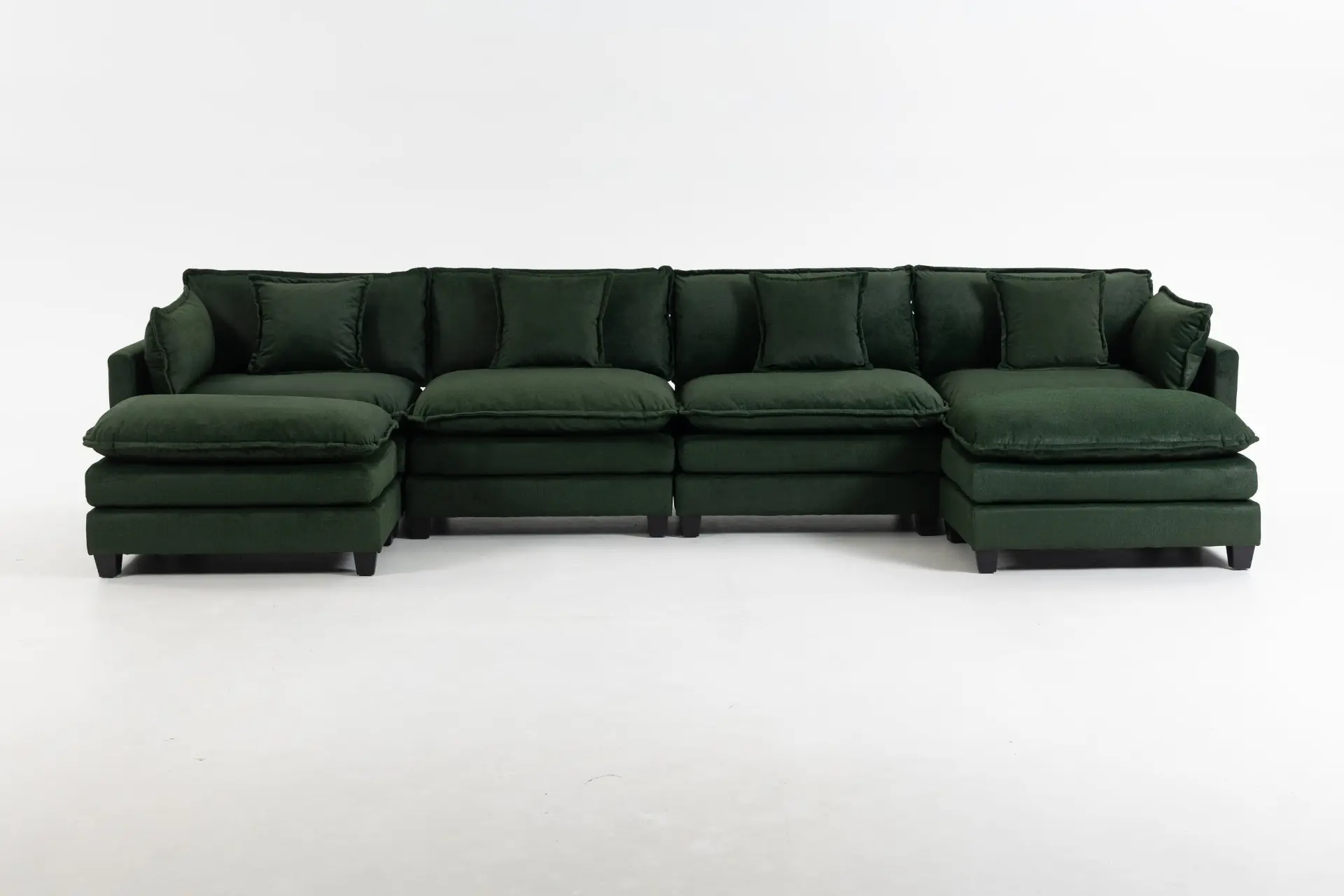 Chenille Four-Seat Modular Sofa with Dual Ottomans - view 25