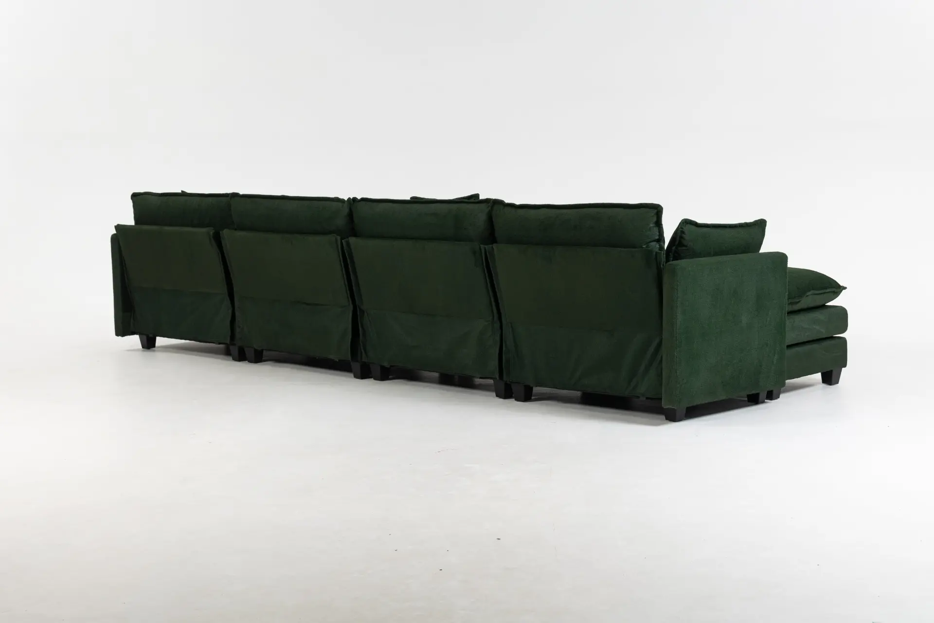 Chenille Four-Seat Modular Sofa with Dual Ottomans - view 27