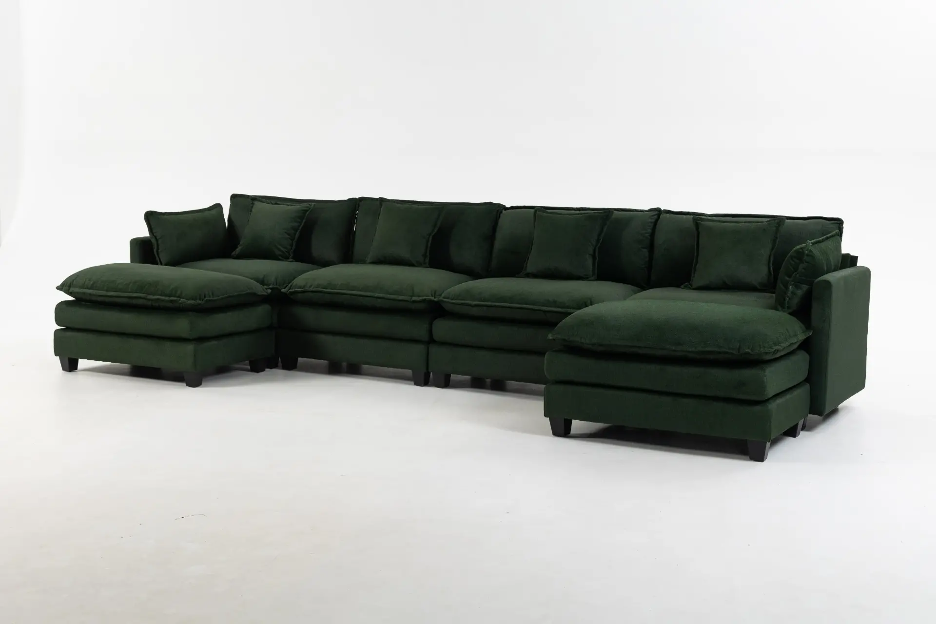 Chenille Four-Seat Modular Sofa with Dual Ottomans - view 29