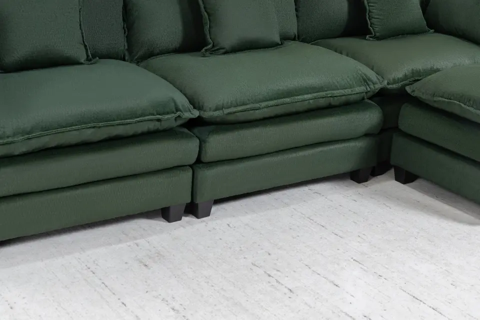 Chenille Four-Seat Modular Sofa with Dual Ottomans thumbnail 30