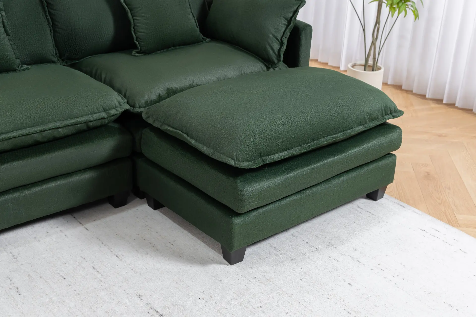 Chenille Four-Seat Modular Sofa with Dual Ottomans - view 36