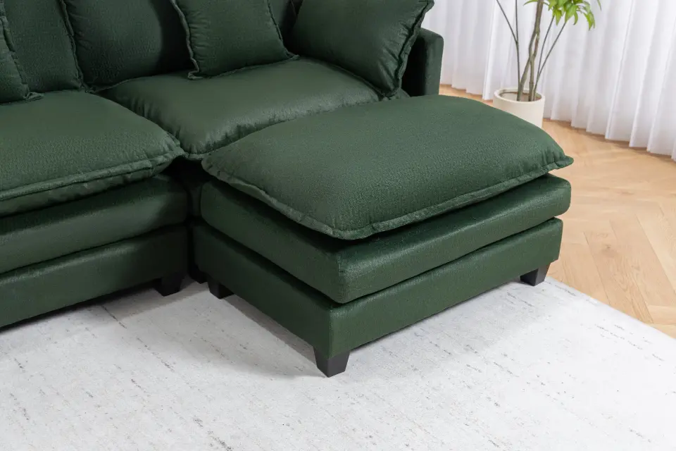 Chenille Four-Seat Modular Sofa with Dual Ottomans thumbnail 36