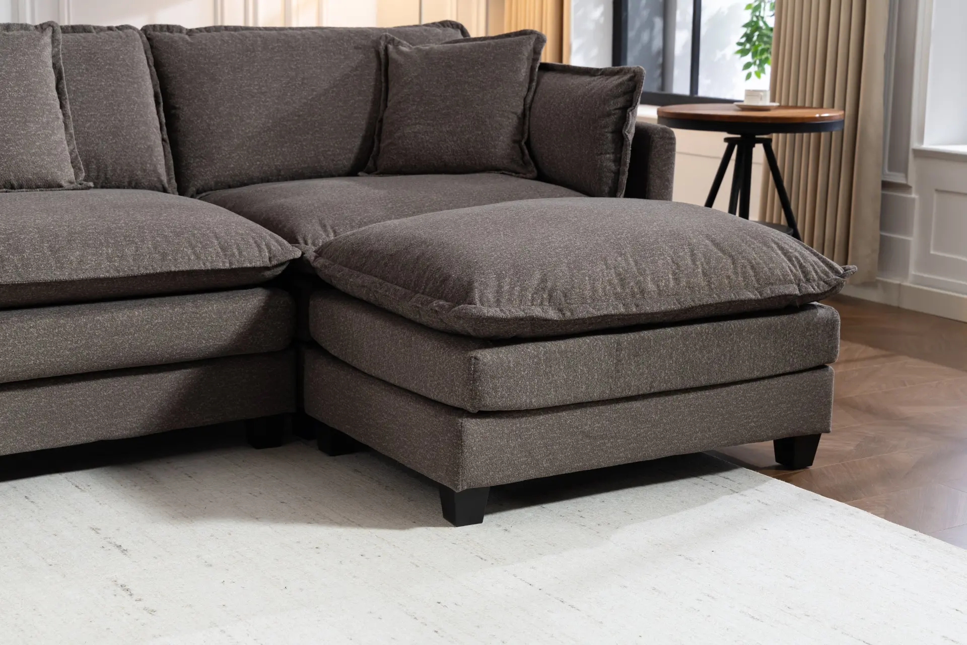 Chenille Four-Seat Modular Sofa with Dual Ottomans - view 50