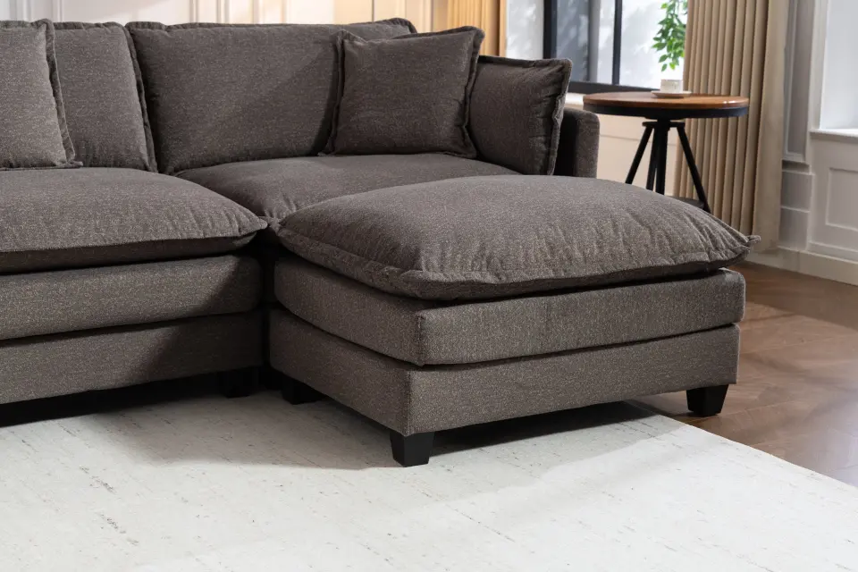Chenille Four-Seat Modular Sofa with Dual Ottomans thumbnail 50