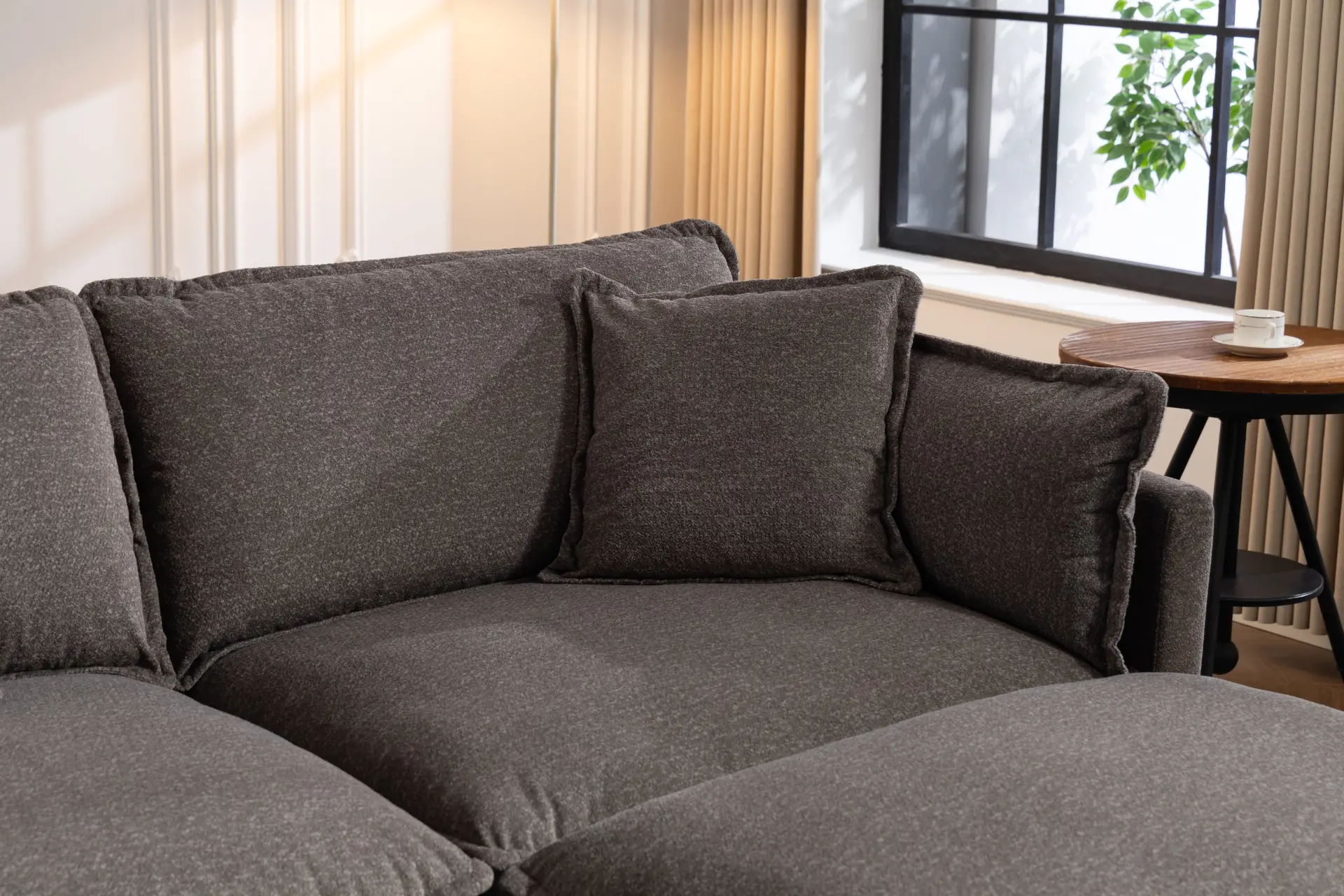 Chenille Four-Seat Modular Sofa with Dual Ottomans - view 52