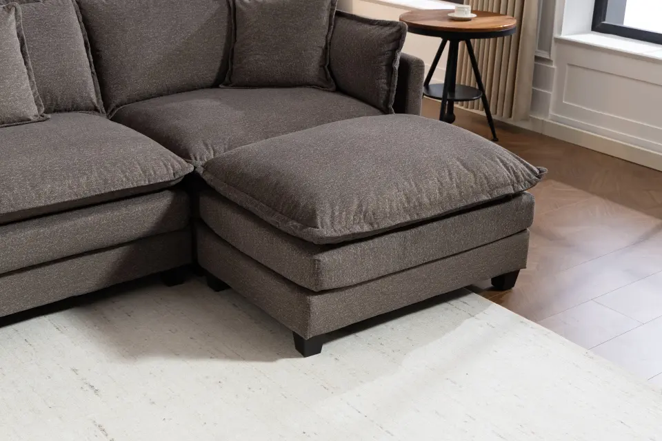 Chenille Four-Seat Modular Sofa with Dual Ottomans thumbnail 55