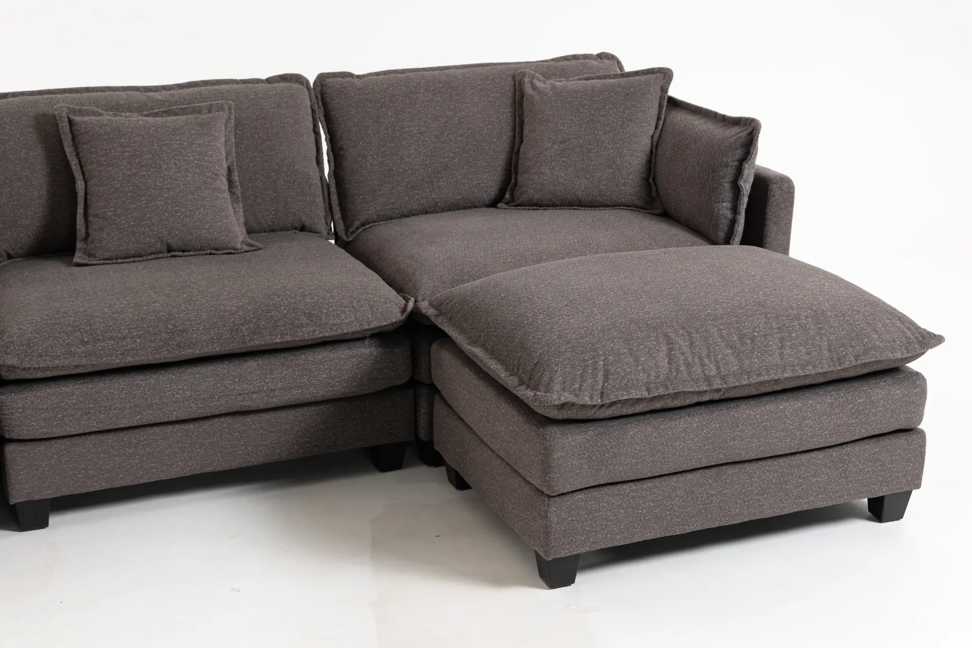 Chenille Four-Seat Modular Sofa with Dual Ottomans - view 57