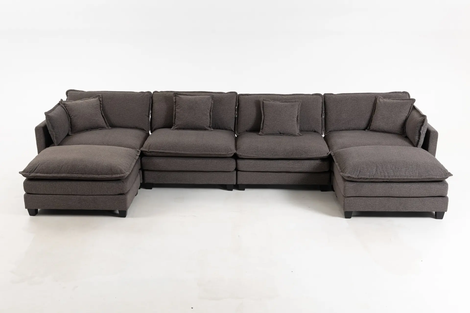 Chenille Four-Seat Modular Sofa with Dual Ottomans - view 58
