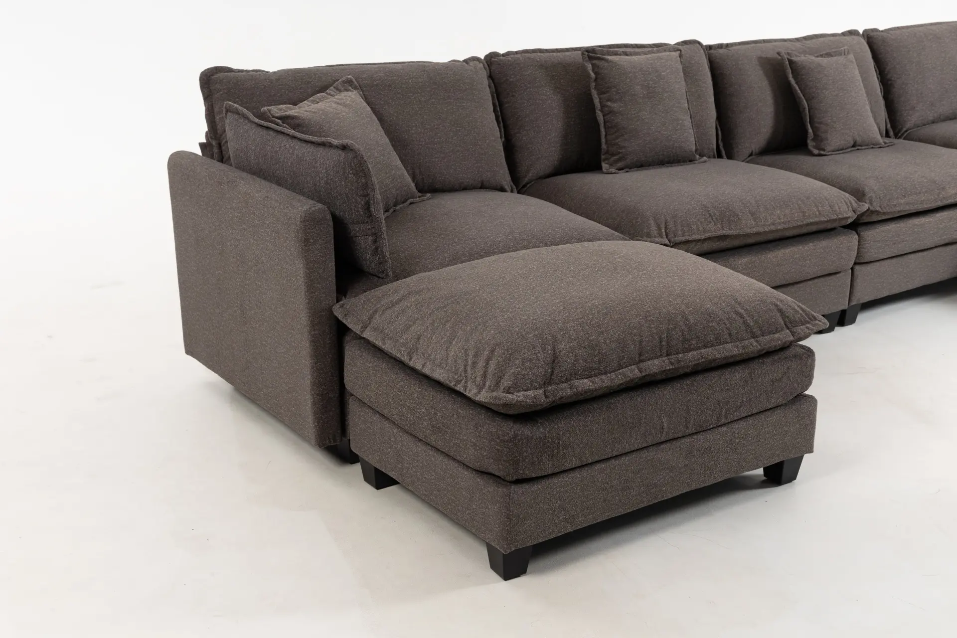 Chenille Four-Seat Modular Sofa with Dual Ottomans - view 60