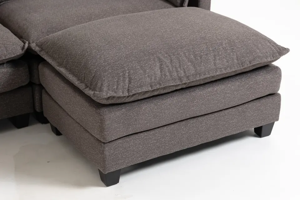 Chenille Four-Seat Modular Sofa with Dual Ottomans thumbnail 61