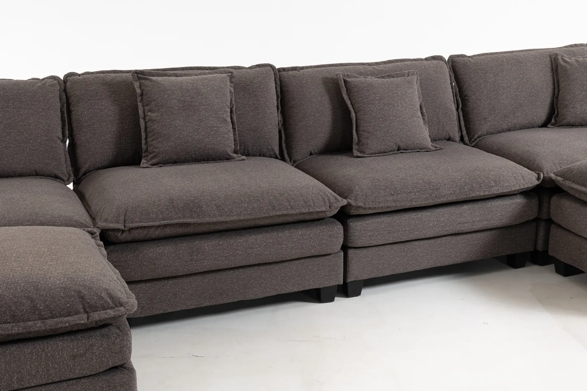 Chenille Four-Seat Modular Sofa with Dual Ottomans - view 62