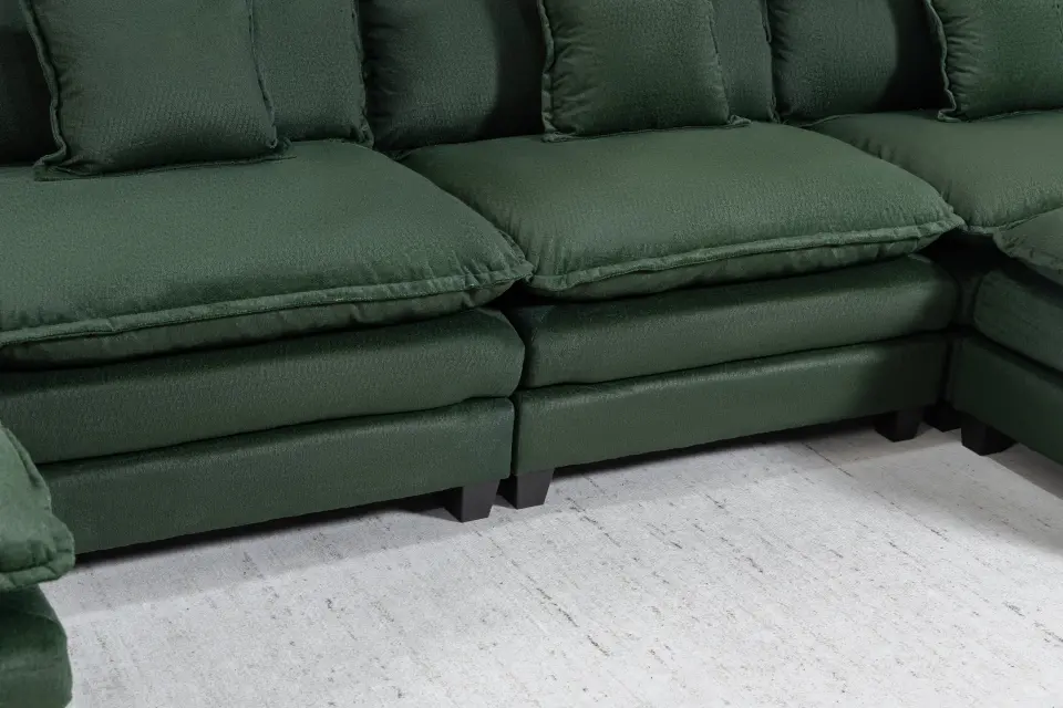 Chenille Four-Seat Modular Sofa with Dual Ottomans thumbnail 38